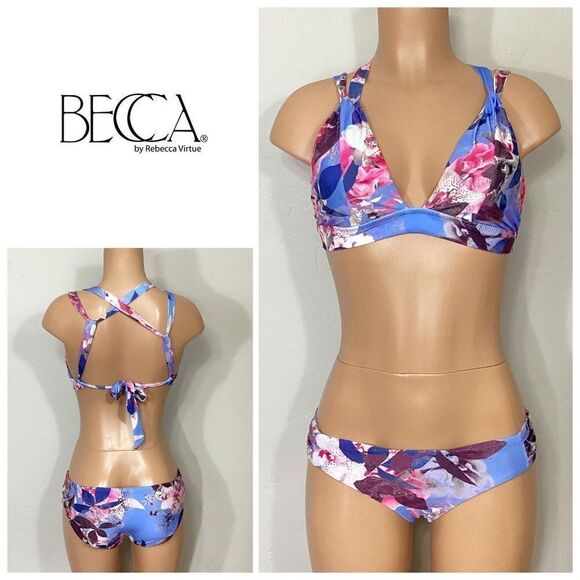 New. BECCA floral bikini set. S-bottom/D-cup top. MSRP $149 - Picture 1 of 14